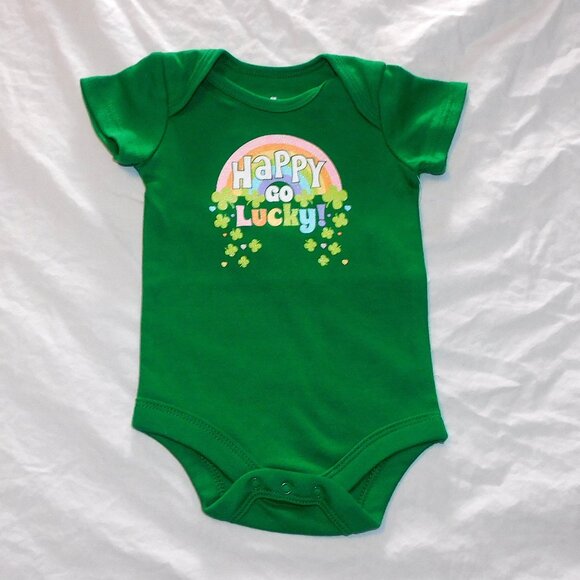 Baby One Piece Happy Go Lucky Charms 0-3 Months St Patricks Day Unisex NEW - Picture 1 of 2